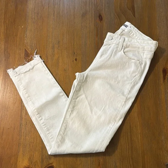 PAIGE White Skyline Ankle Peg Jeans With Distressed Hem Sz 26 - Picture 1 of 8